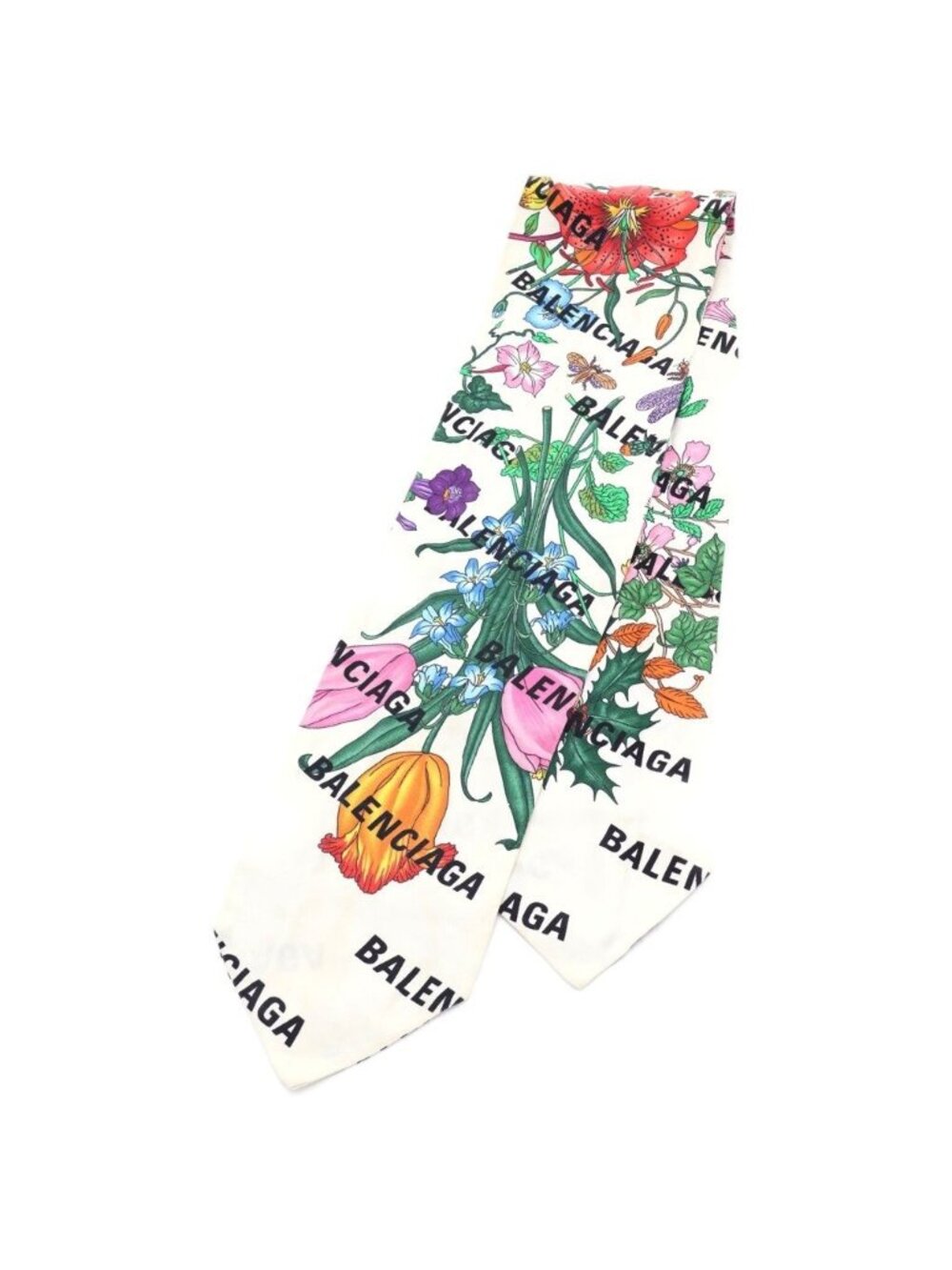 Gucci the Hacker Flora Print Silk Neck Bow the Project Floral Scarf White